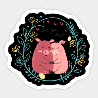 couple pig Sticker